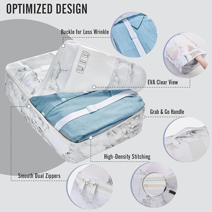 Veken 8 Set Packing Cubes for Travel Essentials, Suitcase Organizer Bags in 4 Sizes, Carry-On Luggage Accessories with Laundry Bag, Airplane Must Have with 99-Count Mesh Holes - Image 4