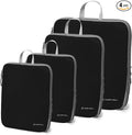 (Not Made In China) Compression Packing Cubes For Travel, Suitcase and Luggage Space Saver Organizer Bags, Lightweight, Waterproof Nylon, Durable, 4pc Set, Black by Carrywell