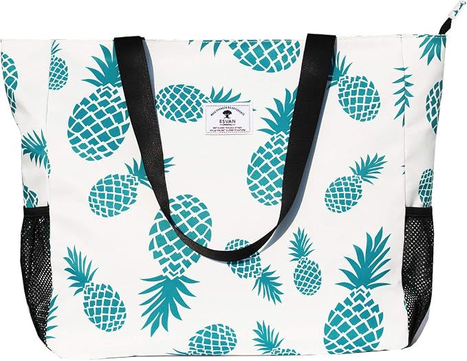 ESVAN LARGE BEACH BAG Water Resistant Lightweight 20 inch Women Oversize Tote Bag for Gym Beach Travel Pool Yoga Nurse - Image 4