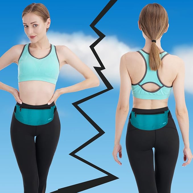 USHAKE Running Belt,Men or Women Ultra Light Bounce Free Waist Pouch Bag Fitness Workout Belt Sport Waist Pack Exercise Waist Bag for iPhone Samsung LG in Running Gym Marathon (MINT BLUE) - Image 6