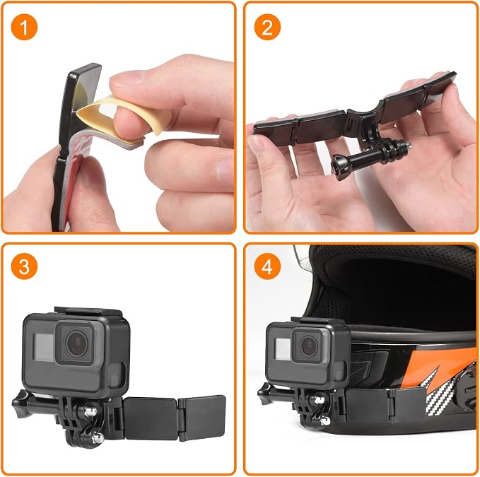 Motorcycle Helmet Chin Mount Kits with Adhesive Curved Pads Compatible with DJI Osmo Action 6, Osmo Action 5 Pro, Osmo Action 4, Osmo Action 3, Insta360, AKASO, GoPro (Version A) - Image 5