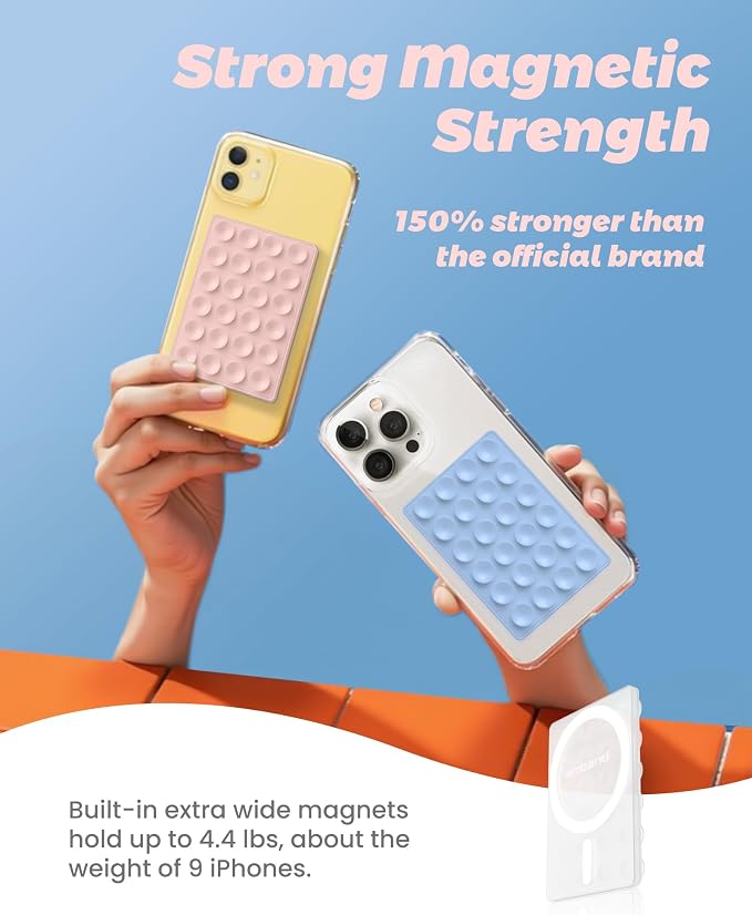 amBand Magnetic Suction Phone Mount for MagSafe Case, Clear Silicone Octo Cup Buddy Sticky Grip Holder for iPhone, Hands-Free Selfie/Video for Tiktok Influencer Content Creator Essentials, Transparent - Image 3