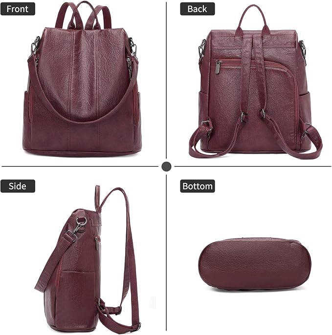 GAEKEAO Women Backpack Purse PU Leather Anti-theft Casual Shoulder Bag Convertible Large Satchel Bags for Travel Casual Work - Image 6