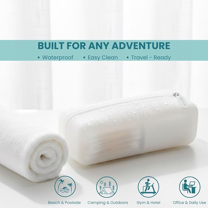 Cotton Pad Swab Travel Case, 2-in-1 Waterproof Organizer, VISFRESH (Clear) - Image 3