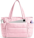 Uselike Tote Bag for Women with Zipper, Quilted Puffer Tote Bag with Compartments, Lightweight Puffy Work Bags for Women by Uselike