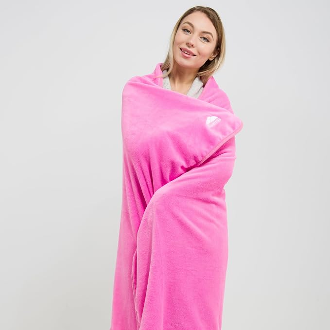 BlueHills Premium Soft Travel Blanket Pillow 2-in-1 Combo Plane Cute - Pink | Packed in Soft Bag Pillowcase, Hand Luggage Belt & Backpack Clip, Compact Plane Traveling Essentials Flight Carry-on Comfort - Image 4