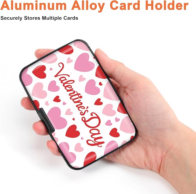 Credit Card Holder for Women RFID Blocking Wallet, Heartfelt Valentine's | Card Wallets for Women Small Mini Business Metal Accordion Aluminum Alloy Hard Case for Men - Image 3