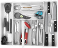 Simple Houseware Expandable Kitchen Drawer Flatware Organizer, White | Expandable & Adjustable Cutlery Drawer Organizer - Large Utensil and Flatware Tray for Kitchen Drawers by SimpleHouseware