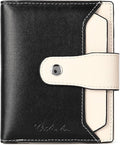 BOSTANTEN Leather Womens Wallet Small RFID Blocking Credit Card Holder | Removable ID Window, Zipper Coin Pocket, Bifold, Minimalist, Fits Small Purses, Daily Use, Ladies Gifts, Black-Beige by BOSTANTEN