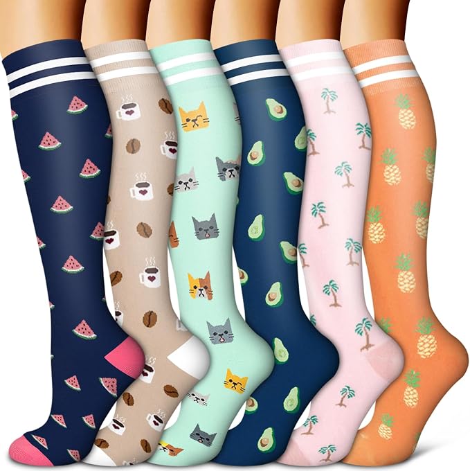 Copper Compression Socks for Women & Men (6 pairs) - Best Support for Nurses, Running, Hiking, Recovery by BLUEENJOY