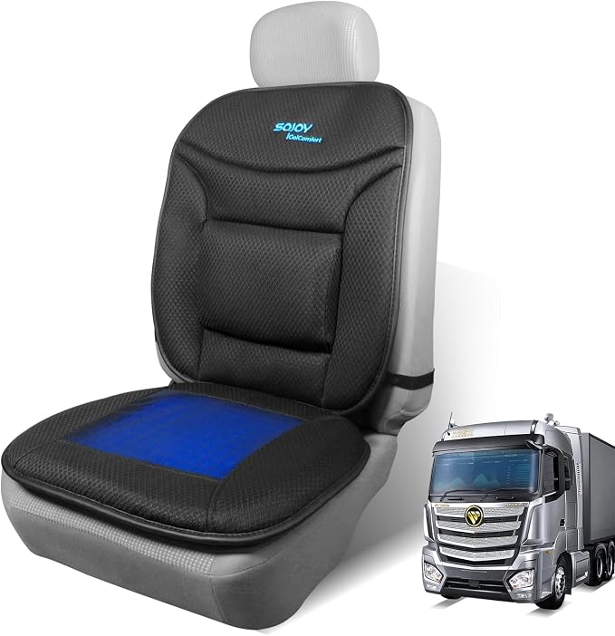 Truck Seat Cushion – Gel Memory Foam Seat Pad with Lumbar & Back Support, for Office Chair, Car & Semi-Truck, Pain Relief & All-Day Comfort by Sojoy