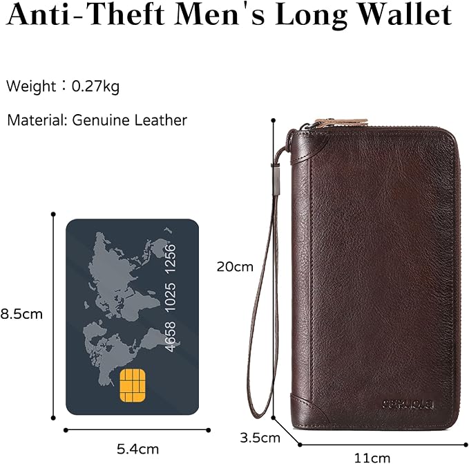 Card Bag Cowhide Wallet Men Coin Purse RFID Blocking Card Case Portable Card Holder Coin Bag Pouch with 12/20/30/45 Card Slots Coffee D - Image 3