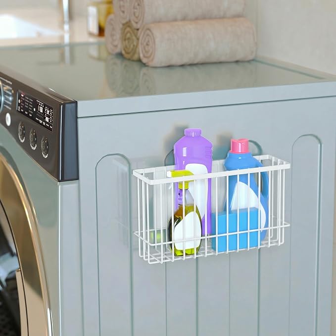 NiHome Magnetic Basket Organizer, Dryer Ball Holder, 1 Pack, White | Hold Up to 14 Lbs, Fits Fridge or Any Metal Surface, No Drill Install, Saves Space for Home or Office, Medium & Small - Image 4