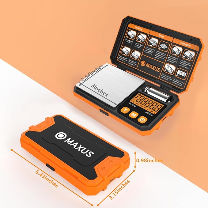 Pocket Scale, 200g x 0.01g, with 50g Calibration Weight and USB Cable | Digital Gram Scale, 6 Units, Backlit LCD, Stainless Steel Platform, Rubber Edges, for Jewelry, Coins, Powders, Food or Gems - Image 7