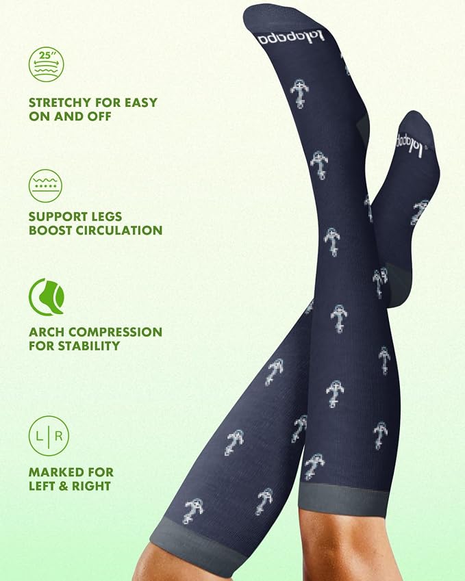 Bamboo Viscose Compression Socks for Women Men | 2 Pairs 15-20mmHg Cute Breathable Graduated Knee High Compression Socks for Nurse Pregnancy Travel - Image 6