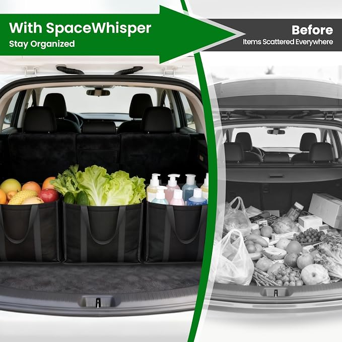Reusable Grocery Bags for Shopping with Long Handles, 3 Pack, Black | Multipurpose Shopping Bags for Groceries, Foldable Grocery Totes Resist Water & Stains for Kitchen, Car Trunk, Picnic - Image 5