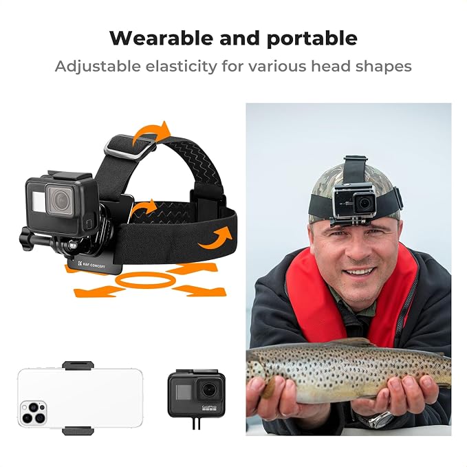 K&F Concept Head Strap & Chest Mount Set Action Camera Accessories Kit | Compatible with GoPro Hero 13 12 11 10 9 8 7 6 5 4 Session DJI Osmo Action 6/3/4/5 Pro Cameras, Quick Release Adjustable - Image 2