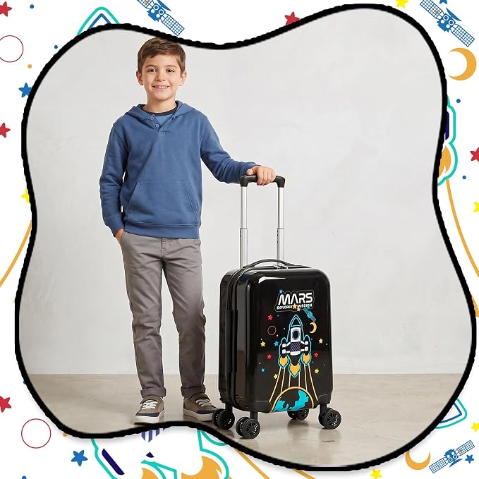 Kids Carry on Luggage Sets Boys Small Hardshell Suitcases with Wheels Toddler Suitcase Set 2 Piece Neck Pillow Airplane Kid's Traveling Essentials 16 Inches - Image 6