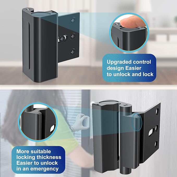 Door Reinforcement Lock, Home Security Door Lock, Child Proof, Silver | Door Safety Lock for Front Door, Toddler Proof Door Latch for Entry Door Security, Includes 8 Screws - Image 7