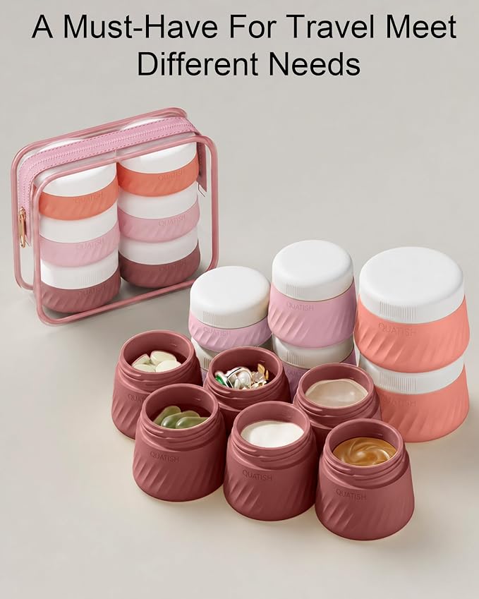 Quatish 6 Pack Travel Size Containers for Toiletries, 3oz, Red Rock | Leakproof, TSA Approved Silicone Jars, Easy to Clean, Portable Travel Essentials for Lotion Cosmetics Medicines and Jewelry - Image 6