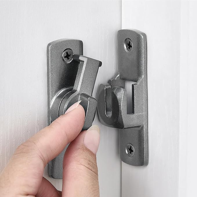 Grey 90/180 Degree Flip Lock,Aluminum Alloy Barn Door Latch | Right Angle Door Lock Latch,Sliding Door Latches,Flip Gate Latches,for bedroom,garage,drawer,cabinet,window,pet enclosures by Wocoe