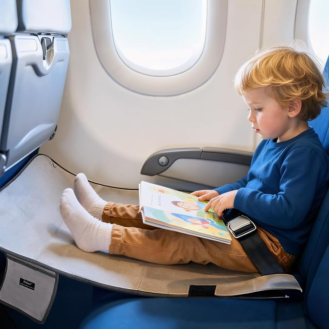 Toddler Airplane Bed, Baby & Kids Travel Seat Extender for Plane Flights | Ultra-soft minky fabric, quick setup, roomy 30.7"x19.3" rest zone, lightweight 0.63 lbs, travel-ready with storage pocket. by Unknown