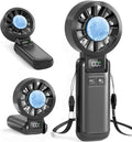 Pro Handheld Portable Fan Cooling 3-in-1 Hand, Desk, Neck & Fan | 5-Speed, Independent Switch, Digital Display, Foldable Personal Fan for Travel/Concerts/Sport Events/Gifts by HusdenskyHandheldFan