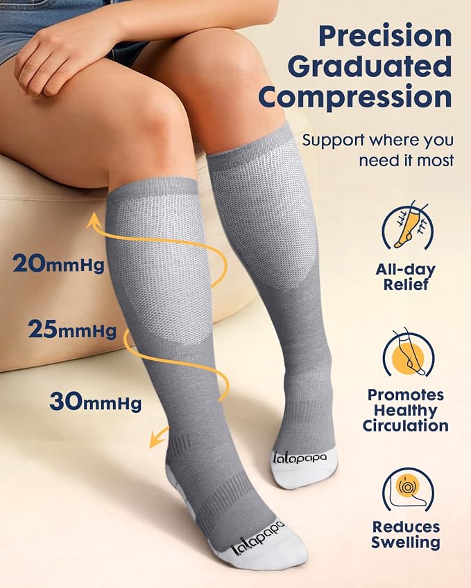 Comfortable Cotton Compression Socks | 20-30mmHg Ankle Arch Support Socks, Breathable Extra Cushion for Flying Travel Nurse, Graduated Support for Women Men - Image 5