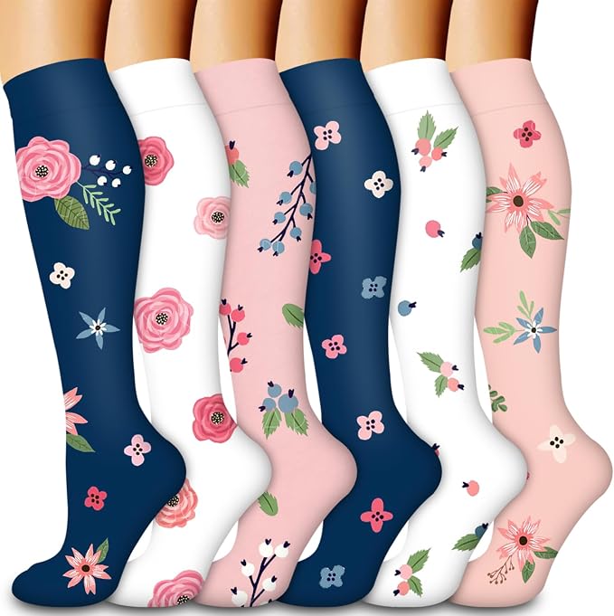 Compression Socks for Women & Men Circulation(6 pairs)-Graduated Supports Socks for Running, Athletic Sports by LaiteHebe
