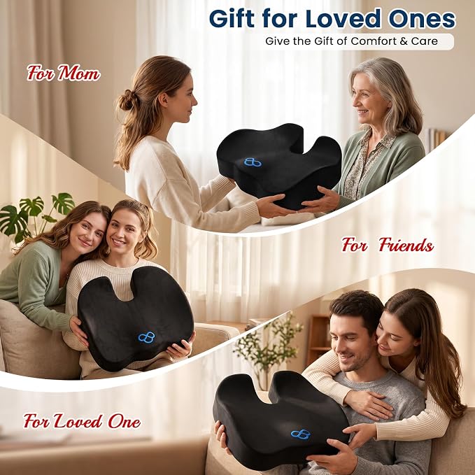 BlissTrends Memory Foam Seat Cushion for Office Chair & Car Seat, Black | 4.7in Ergonomic Tailbone & Sciatica Support with Removable Velvet Cover for Pressure Relief and Long Sitting Comfort - Image 8