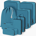 Compression Packing Cubes, Lumesner 8 Set Travel Packing Cubes for Carry on Suitcases, Compression Suitcase Organizers Bag Set & Travel Cubes (Blue, 8-piece) by Lumesner