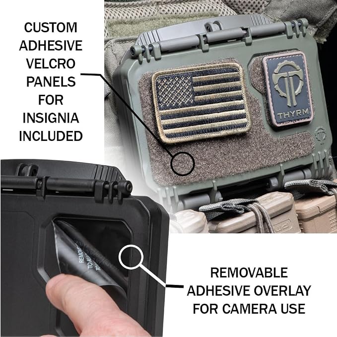 Thyrm DarkVault 2.0 Comms Critical Gear Case with Smartphone Mount|Lrg Blk | For iPhone, Samsung and Google phones, Integrated Phone Clamp + Viewing Window, Velcro Patch Panels, For MOLLE, Made in USA - Image 5