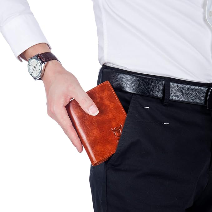 BULLCAPTAIN Large Capacity Genuine Leather Wallet for Men QB-027 | Bifold Wallet,RFID Blocking,Credit Card Holder,15 Card Slots,Special Expandable Design,gift choice - Image 6