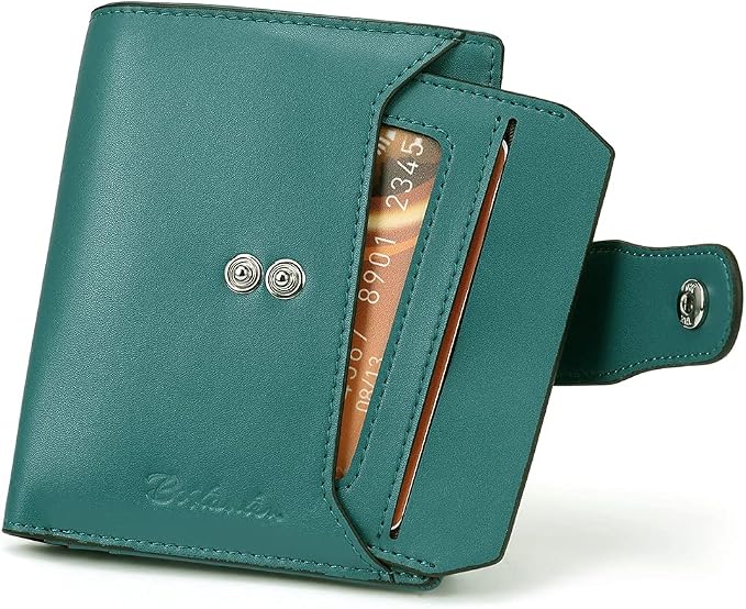 BOSTANTEN Leather Womens Wallet Small RFID Blocking Credit Card Holder | Removable ID Window, Zipper Coin Pocket, Bifold, Minimalist, Fits Small Purses, Daily Use, Ladies Gifts, Peacock Blue - Image 7