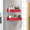 HuggieGems 2 Pack Magnetic Spice Storage Rack Organizer for Refrigerator and Oven, Red Fridge Organizers and Storage | Magnetic Shelves Heavy Duty for Fridge in Kitchen, Seasoning Storage Organizer, For Oven Washer and Dryer, For Heavier Items by HuggieGems
