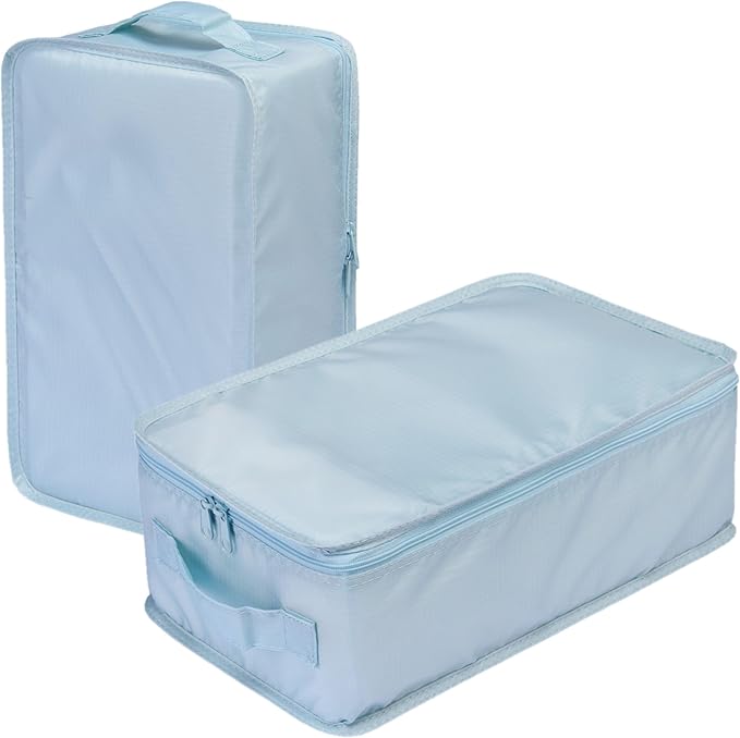 tianzong Travel Shoe Bag with Handle Holds 2 Pairs of Shoes, Shoe Packing Cubes for Travel (Blue, 2 Pack) by tianzong