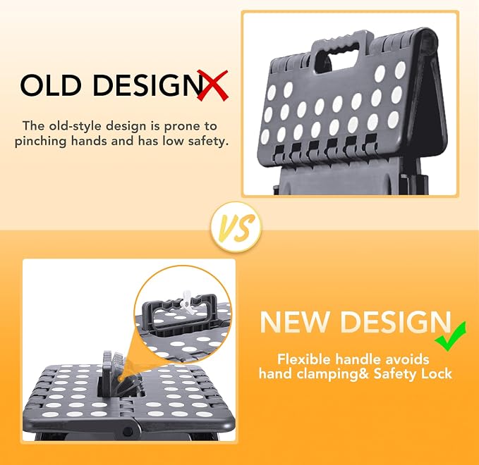 Delxo 16 Inch Folding Step Stool,Foldable Step Stool for Adults Dark Grey | Step Stool with Safety Lock,Portable Collapsible Step Stool,Non-slip Folding Stools for Kitchen Bathroom Bedroom Garden 1PC - Image 7