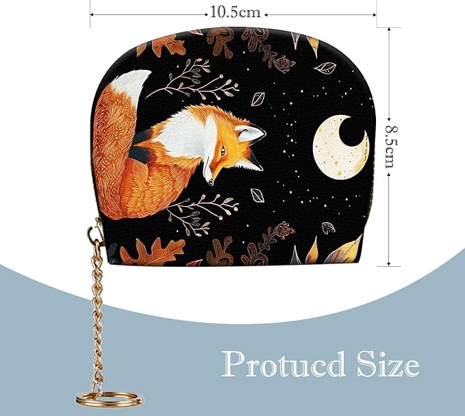 Women's Slim RFID Wallet – Compact Leather Card Holder Wallet for Women, 9 Card Slots RFID Blocking Credit Card Organizer, Small Travel Wallet - Cute Fox Moon with Plants - Image 2