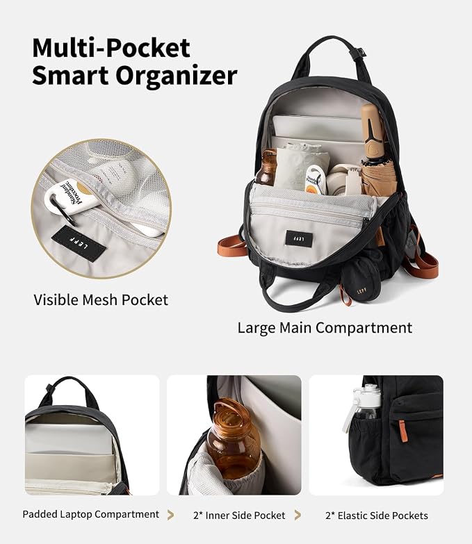 Lightweight Travel Backpack for Women, Anti-Theft Waterproof Hiking Backpack Outdoor Business Casual Daypack 14'' Laptop Work Backpack - Image 7
