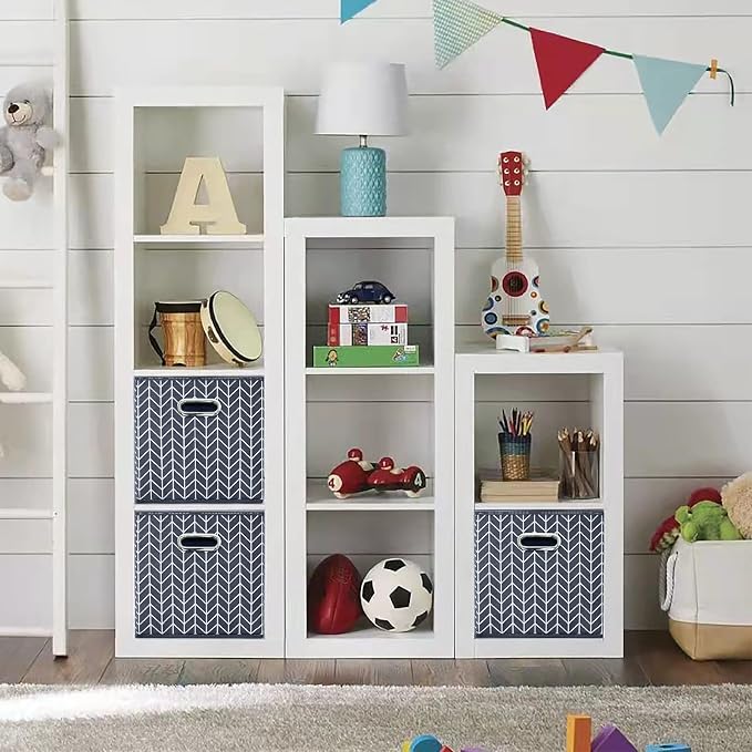 11 Inch Cube Storage Bins , Fabric Cube Organizer Bins with Handle, Foldable Cube Bins for Cloth or Accessary Storage, 11x11x11 set of 6,（Gray Wave） - Image 4