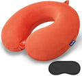 Orange Memory Foam Velvet Travel Neck Pillow for Airplane Car Train by Gosider