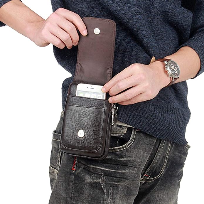 Leather Waist Pack Phone Belt Bag for Men Loop Holster Wallet Cellphone Case Pouch Pack Clip Money Purse - Image 3