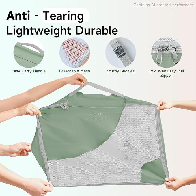 OlarHike 9 Set Packing Cubes for Travel,Gifts for Women Mom,Anti-Tearing Suitcase Organizer,with Over 1000 pcs Mesh Holes,Vacation Essentials & Accessories for Cruise Ship - Image 4