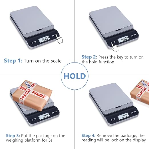 QP Shipping Scale, 86lb/0.1oz High Accuracy Digital Postal Scale for Packages, Hold/Tare Function, Backlit LCD Display, Flip-up Holder, Postage Scale, Mail Scale, Battery & Tape Measure Included - Image 6