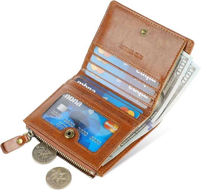 Ultra Thin Small Compact Leather Womens Girls Wallets RFID Blocking Credit Card Holder for Women - Image 2