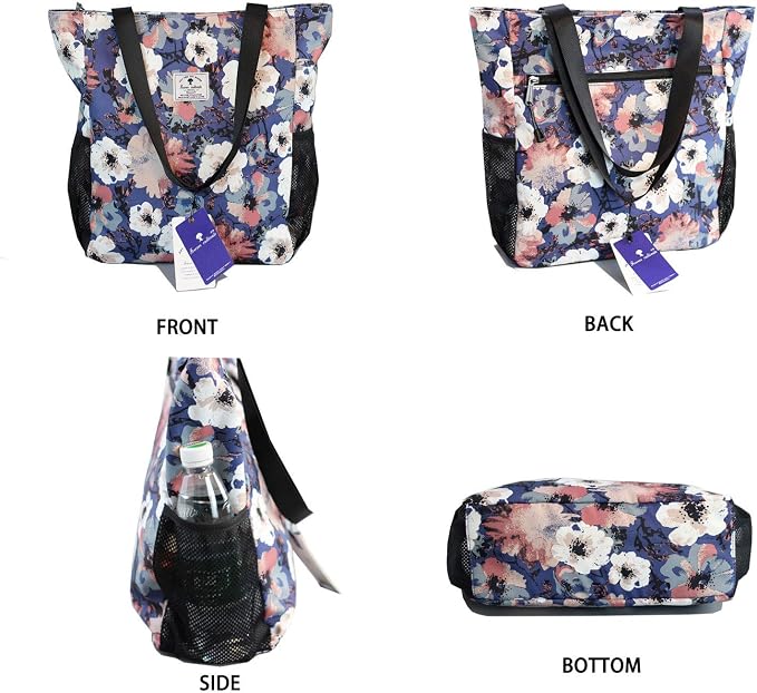 ESVAN Original Floral Water Resistant Large Tote Bag Shoulder Bag for Gym Beach Travel Daily Bags Upgraded - Image 7