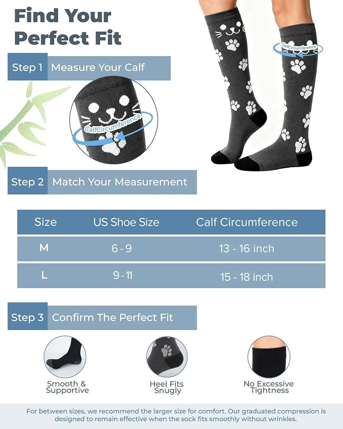 Compression Socks for Women 15-20 mmHg, Viscose from Bamboo, 3-Pair Knee High for Flying, Work & All-Day Comfort - Image 4