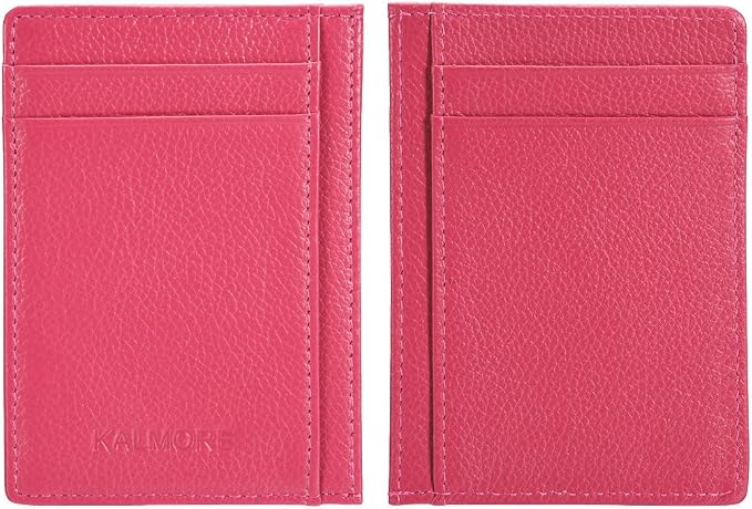 KALMORE womens Credit Holder Genuine Leather Slim Minimalist Card Case Wallet, Black With Id Window - Image 6