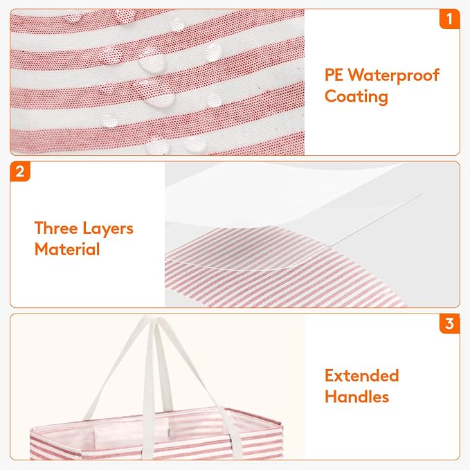 Lifewit Extra Large Tote Bag, Reusable Grocery Bags with Metal Wire Frame and Handles - Image 7