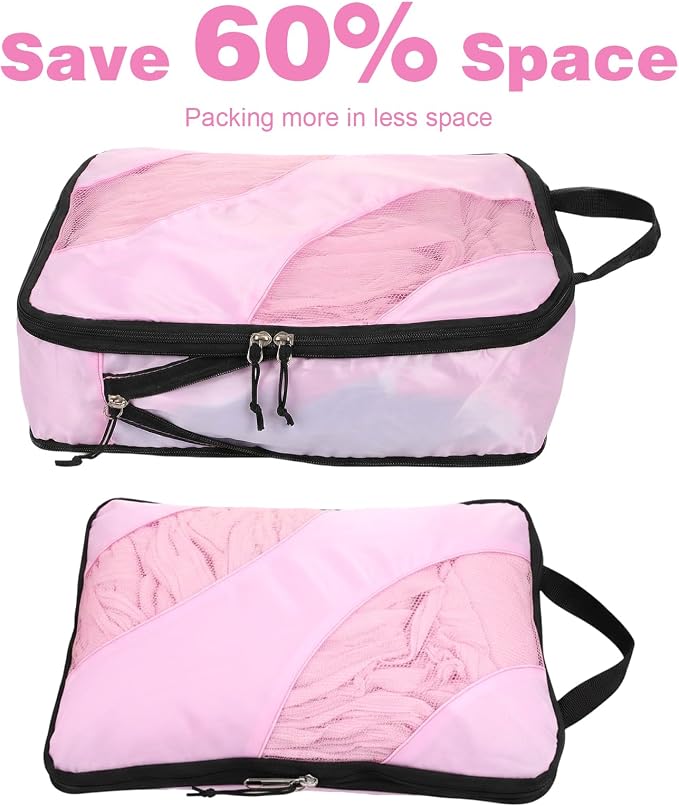 6 Pcs Set ompression Packing Cubes, Expandable Large Packing Cubes for Suitcases and Backpack, Compression Suitcase Organizers with Shoe Bag for Travel - Image 6